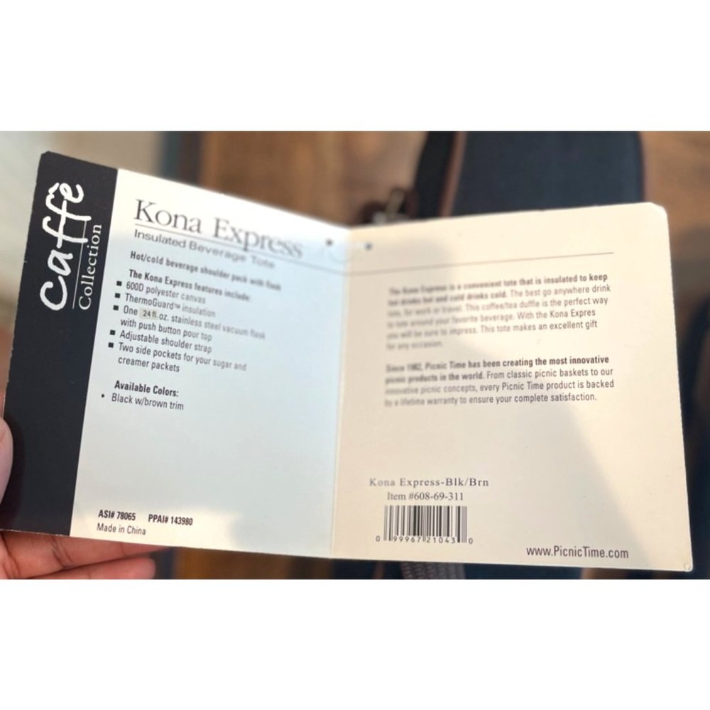 📚Picnic Time • NIB Kona Express Stainless Steel Insulated Beverage Container & - Picture 4 of 4